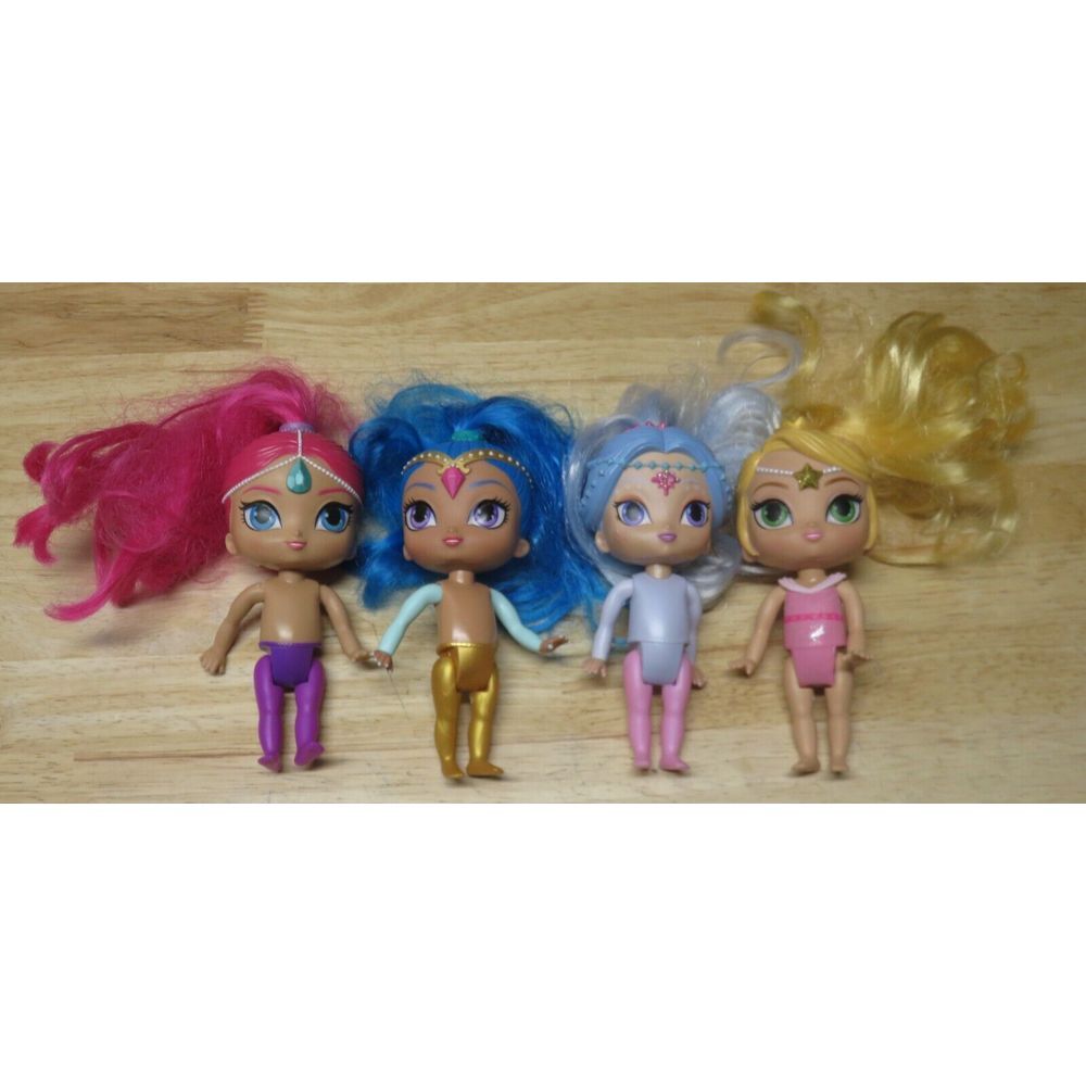 2015 Mattel Shimmer and‎ Shine Genie Doll 6 Inch Pink Hair Lot of 4